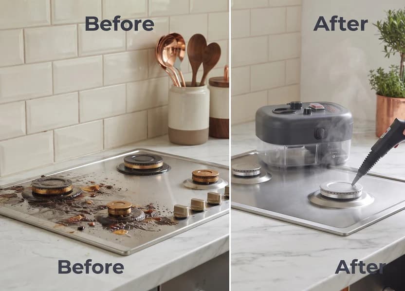 Before and after SteamForce cleaning result